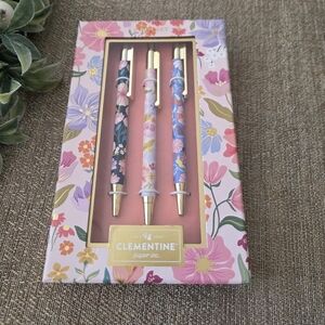 Floral Ballpoint Pen Set - Pink, Blue, Navy